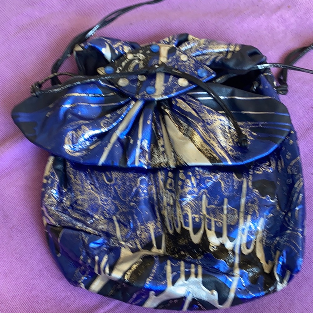 Unique Hand Painted Blue Purse
